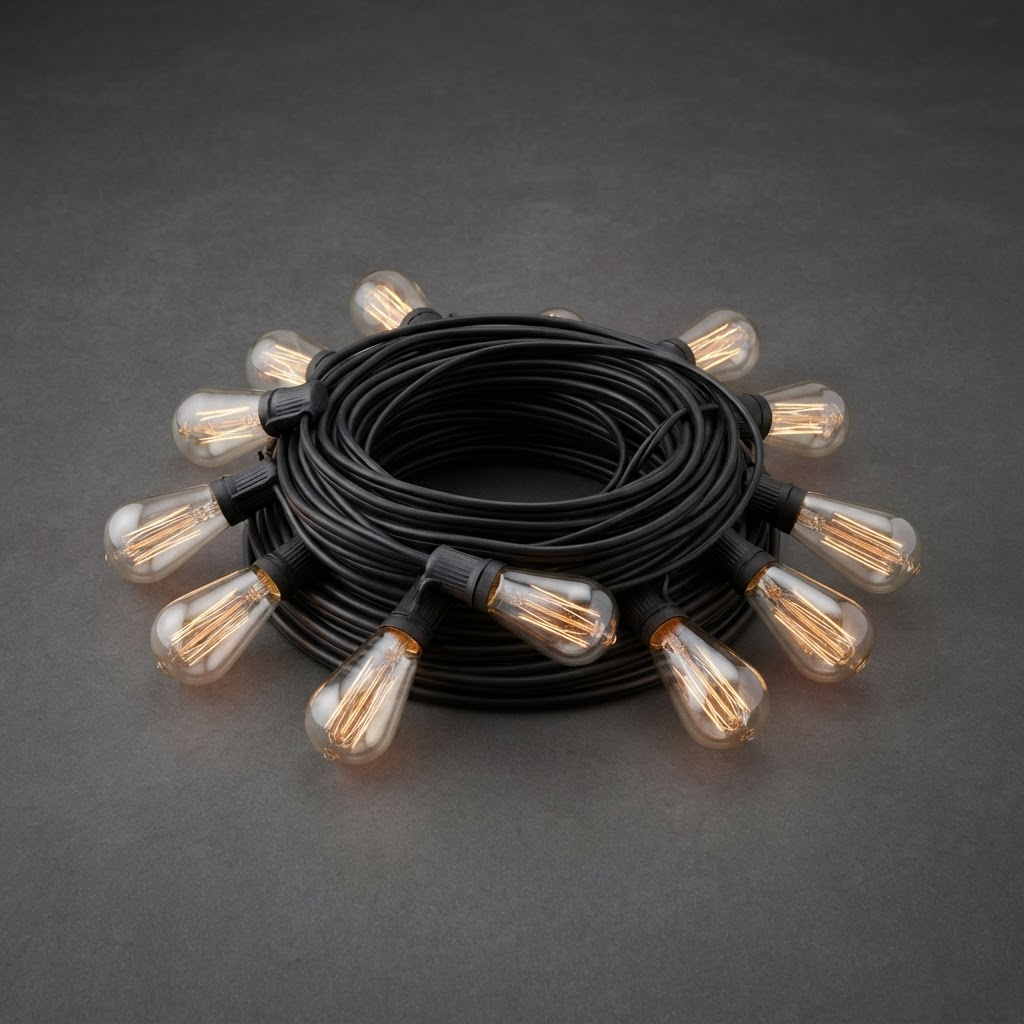 48 ft Outdoor String Lights, 24 Edison Bulbs